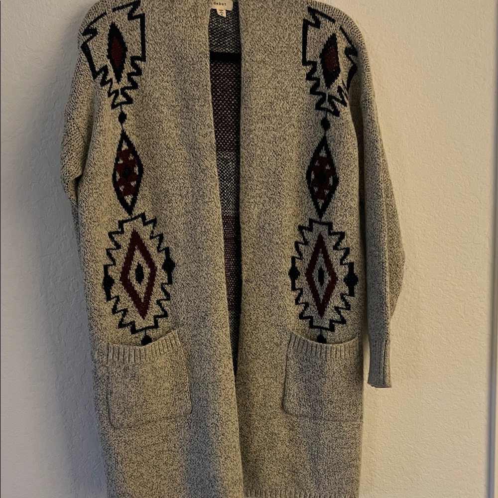 Debut Gray and Black Patterned Women's Cardigan
